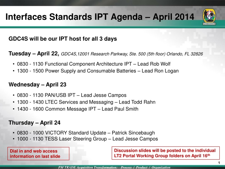 interfaces standards ipt agenda april 2014