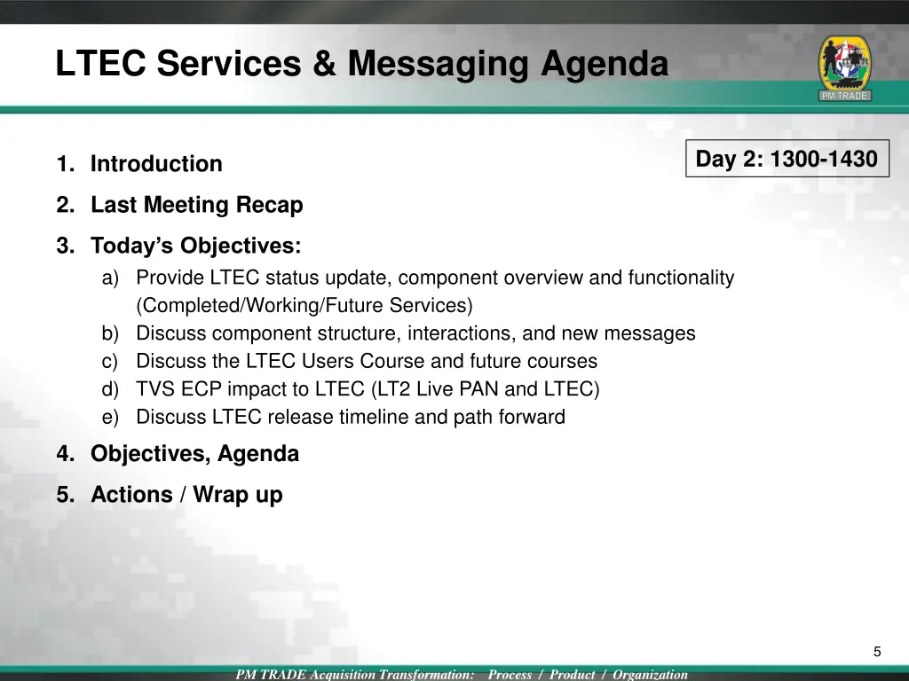 ltec services messaging agenda