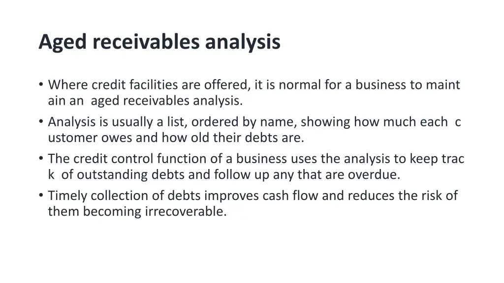 aged receivables analysis