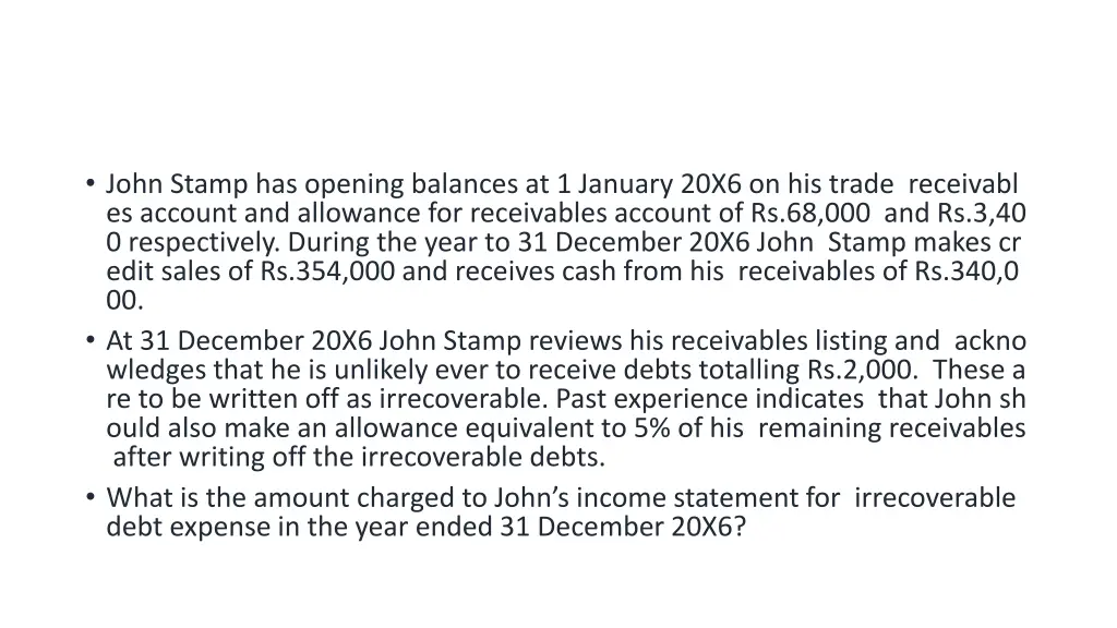 john stamp has opening balances at 1 january 20x6