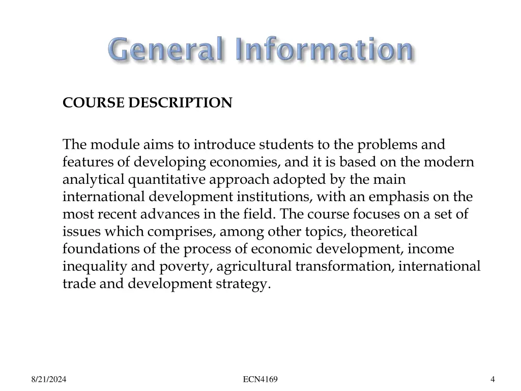 course description