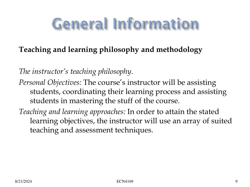 teaching and learning philosophy and methodology