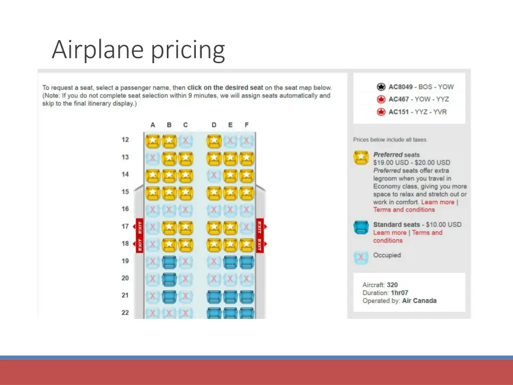 airplane pricing