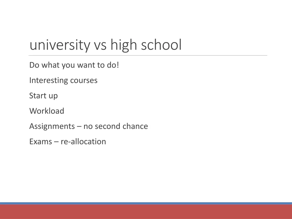 university vs high school