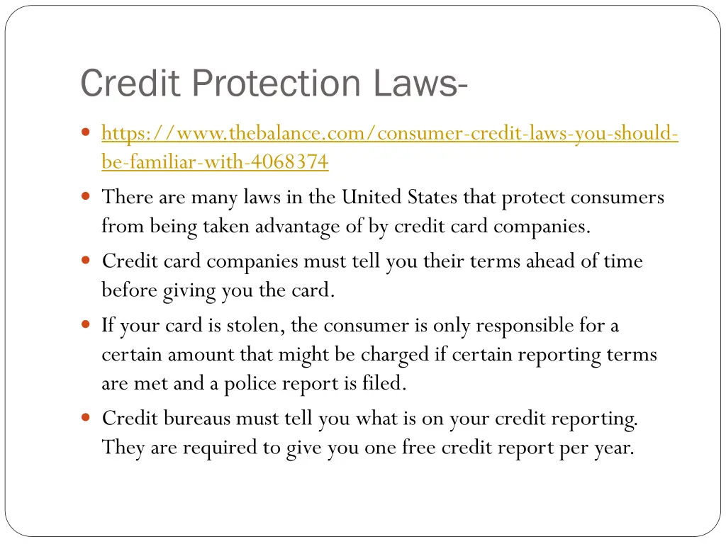 credit protection laws