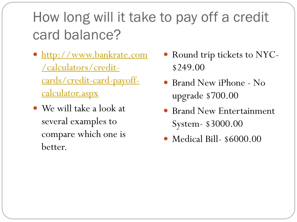 how long will it take to pay off a credit card