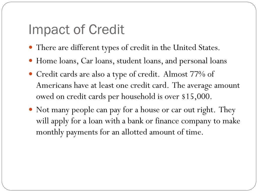 impact of credit