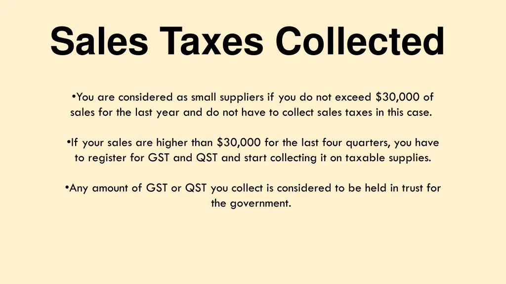 sales taxes collected