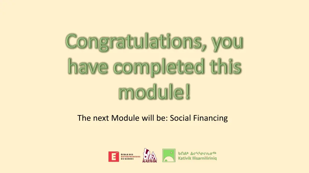 the next module will be social financing
