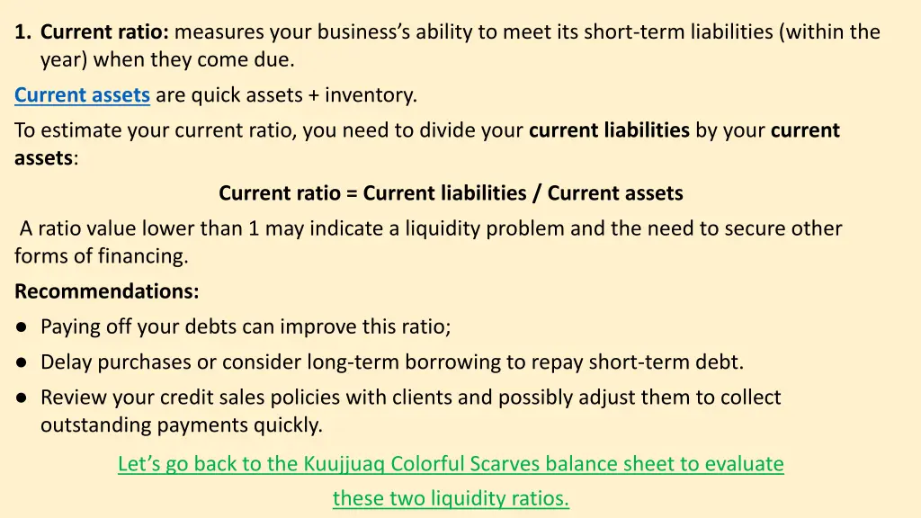 1 current ratio measures your business s ability