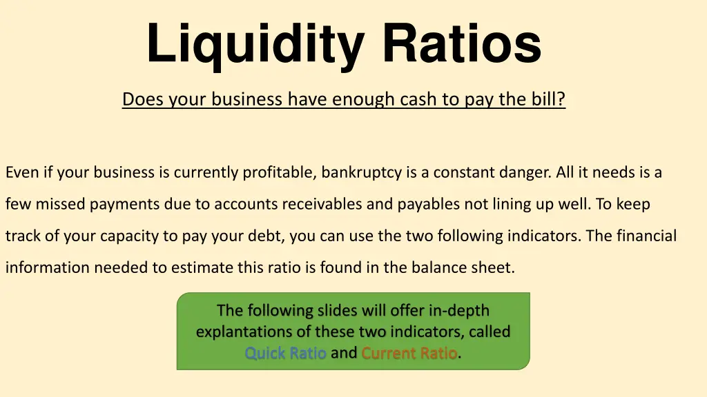 liquidity ratios