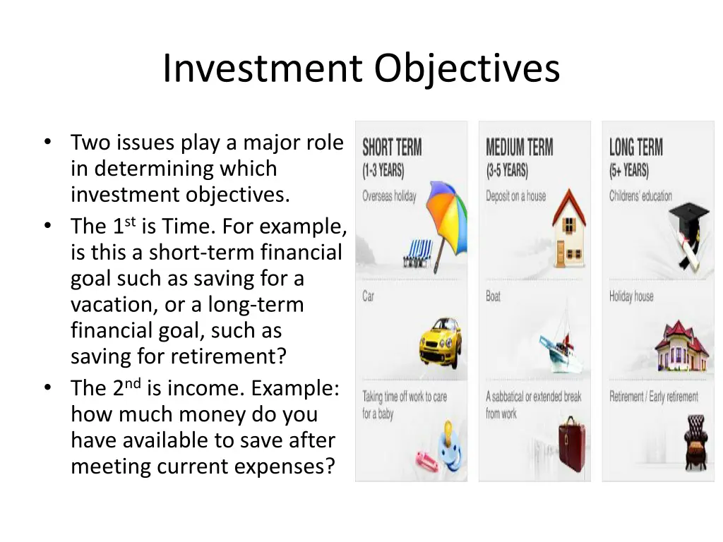 investment objectives