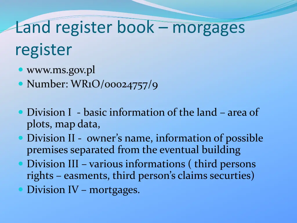 land register book morgages register