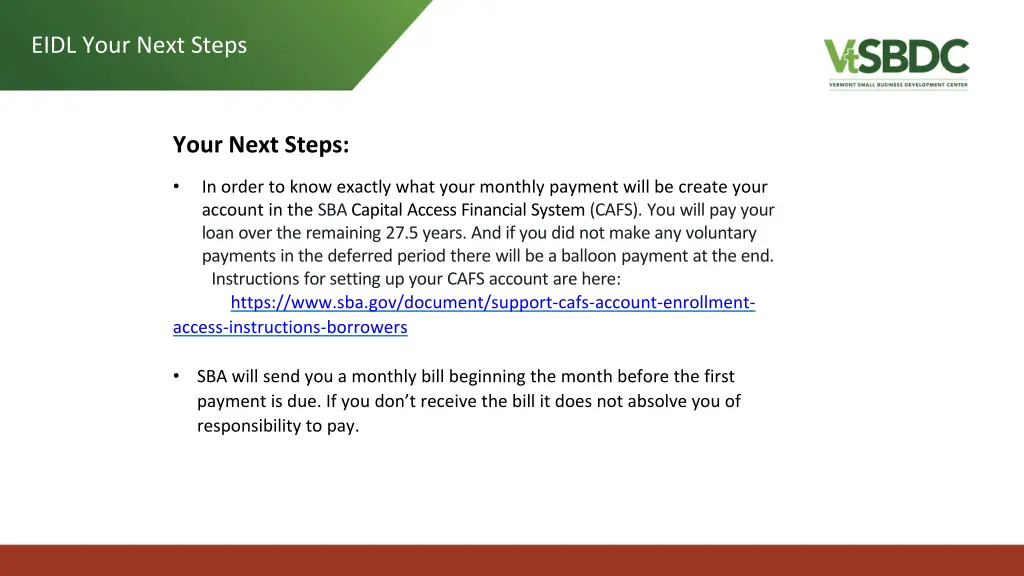 eidl your next steps