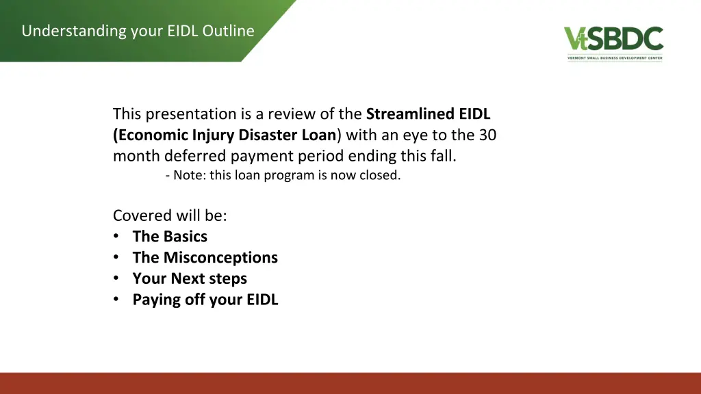 understanding your eidl outline