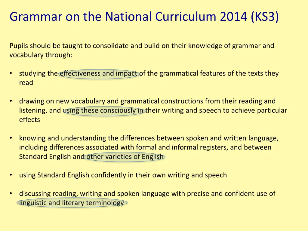 grammar on the national curriculum 2014 ks3