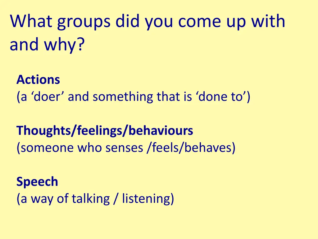 what groups did you come up with and why