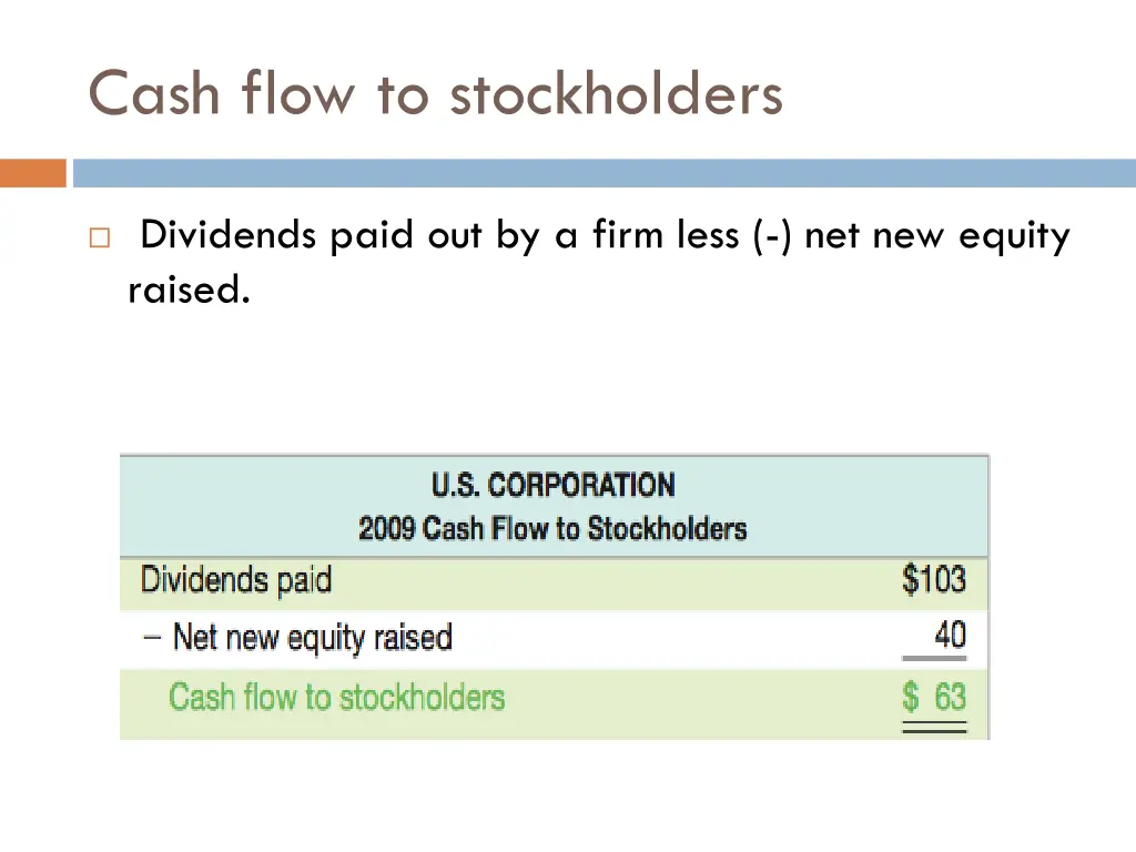 cash flow to stockholders