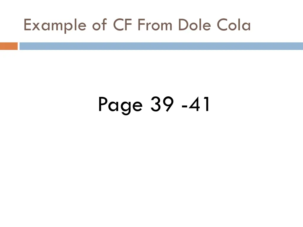 example of cf from dole cola