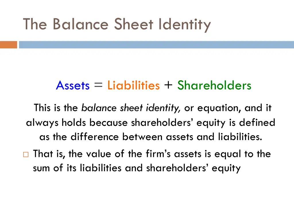 the balance sheet identity