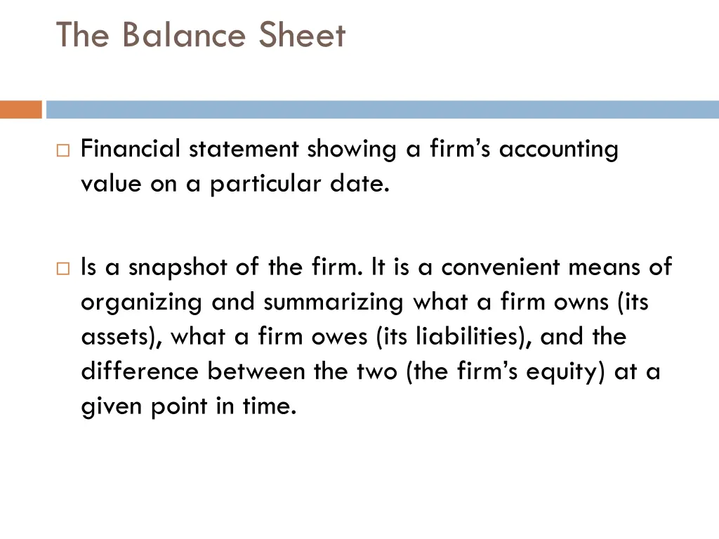 the balance sheet