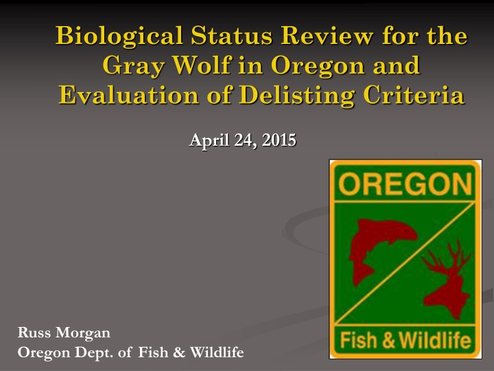 biological status review for the gray wolf