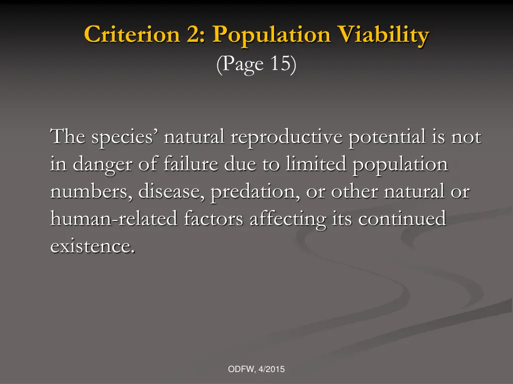 criterion 2 population viability page 15