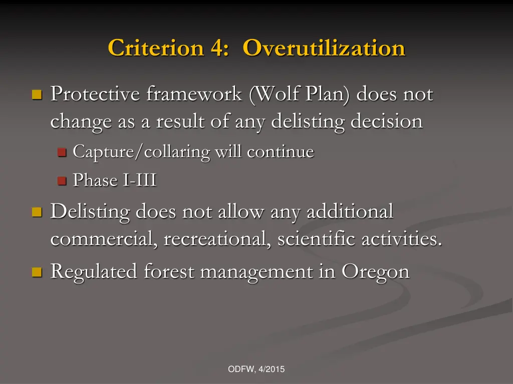criterion 4 overutilization