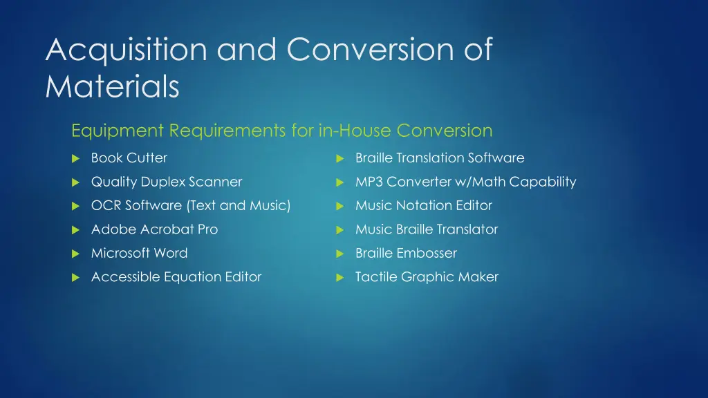 acquisition and conversion of materials 1