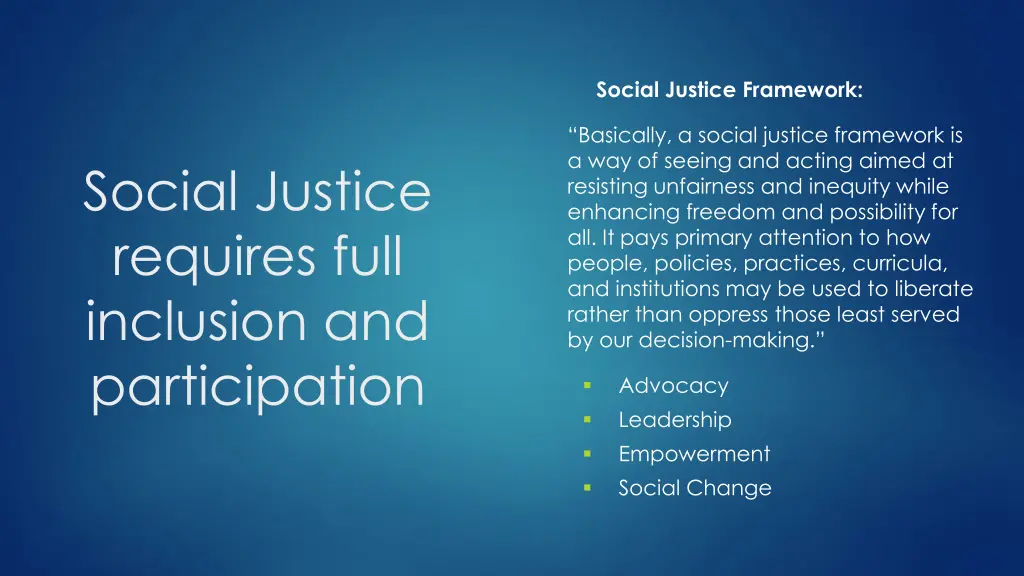 social justice framework