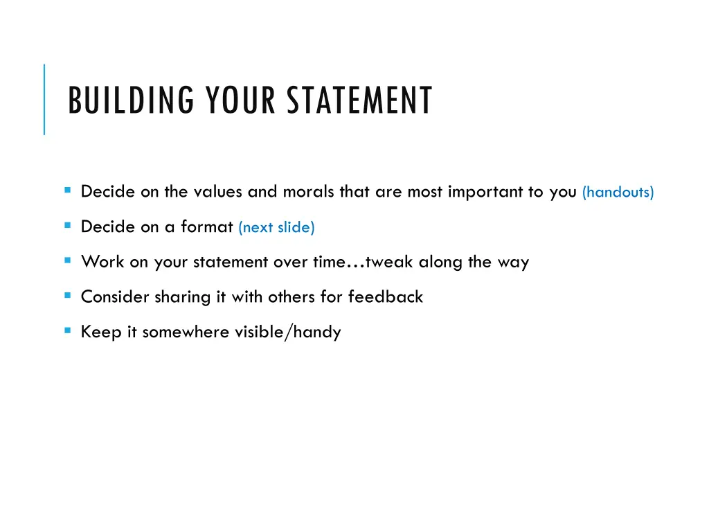 building your statement