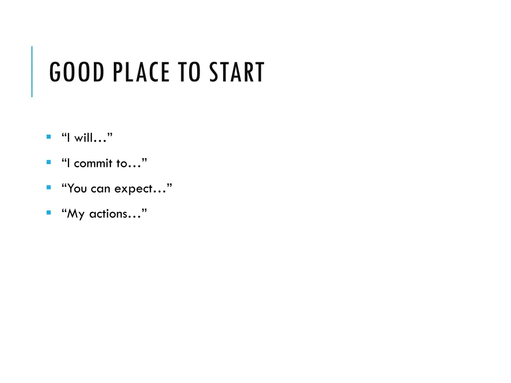 good place to start