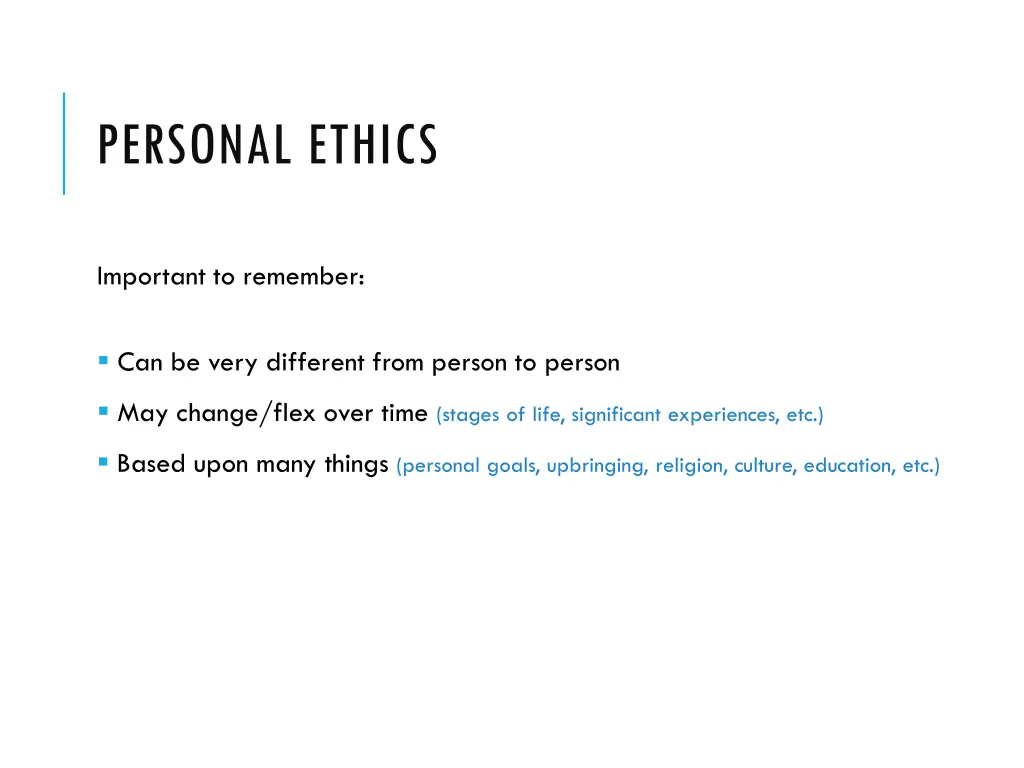 personal ethics