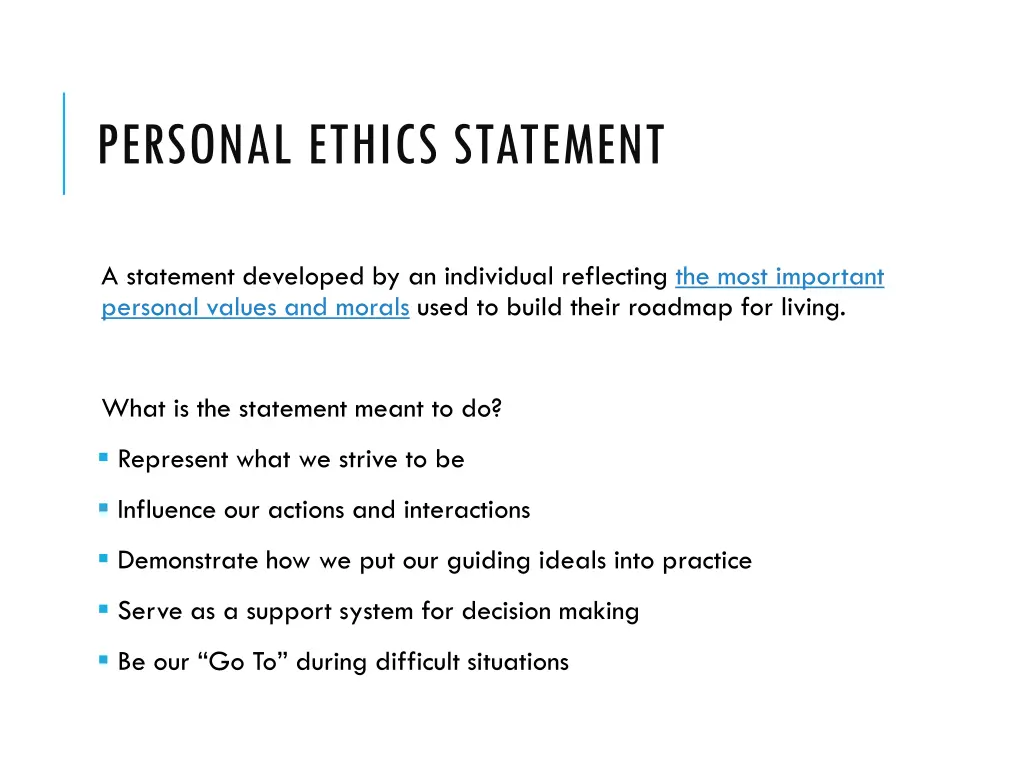 personal ethics statement
