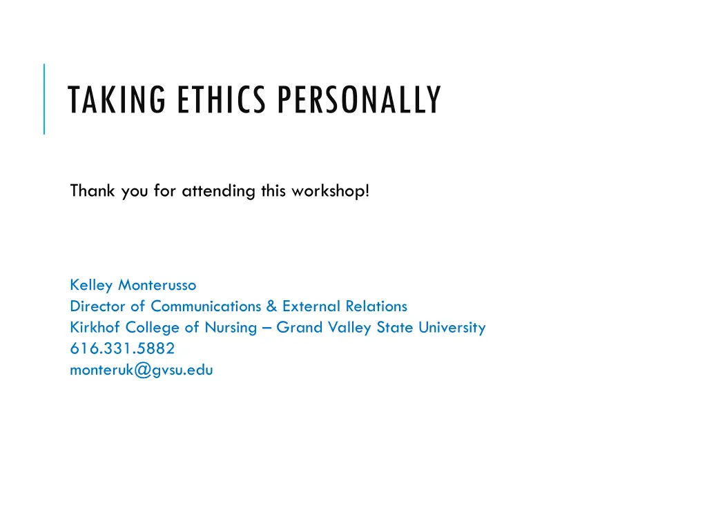 taking ethics personally
