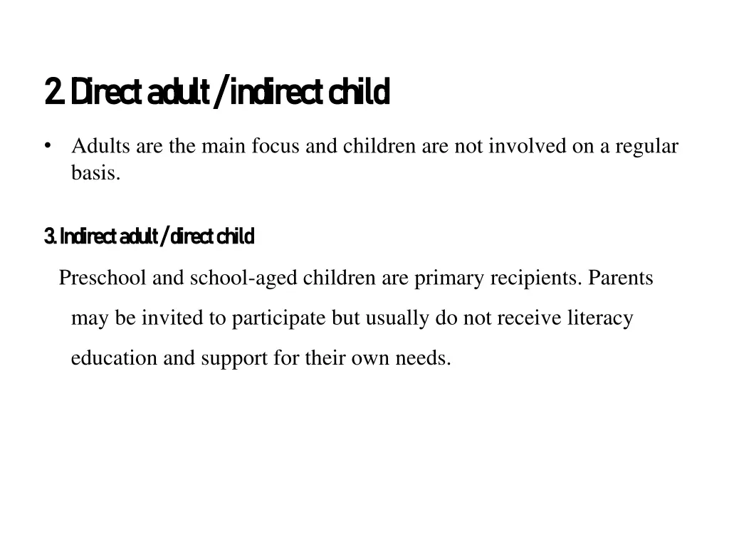 2 d irect adult indirect child 2 d irect adult