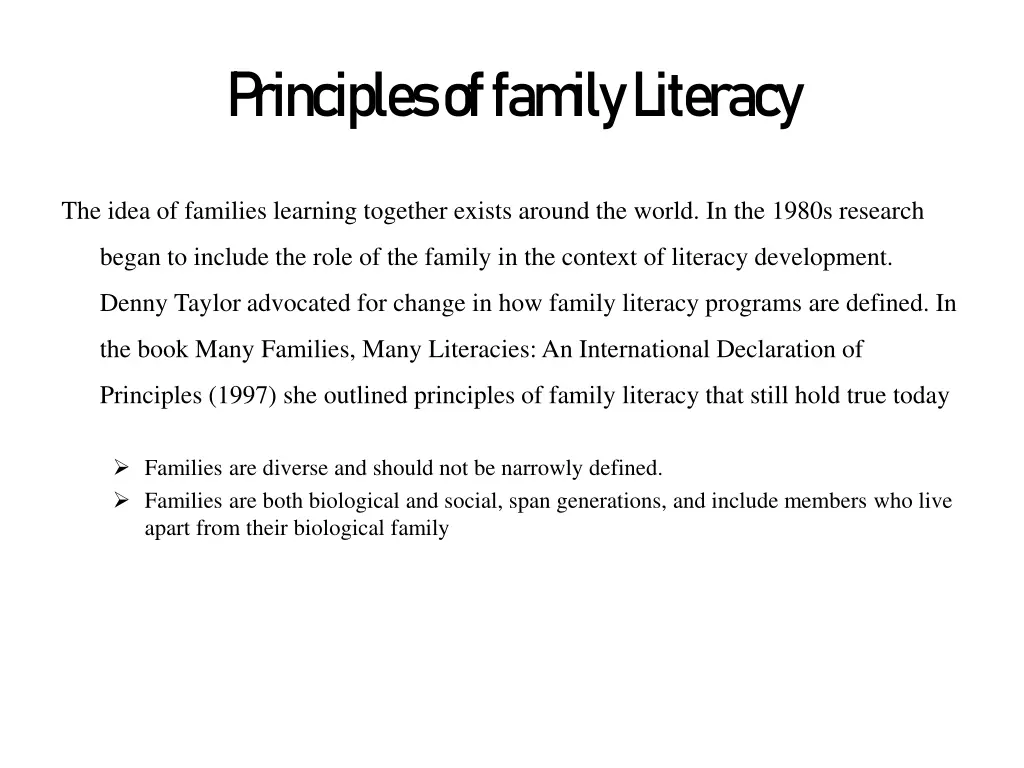 p rinciples of fam ily l iteracy