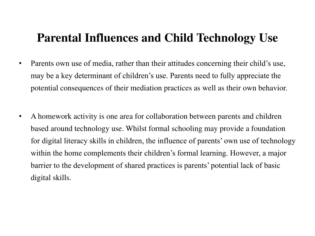 parental influences and child technology use