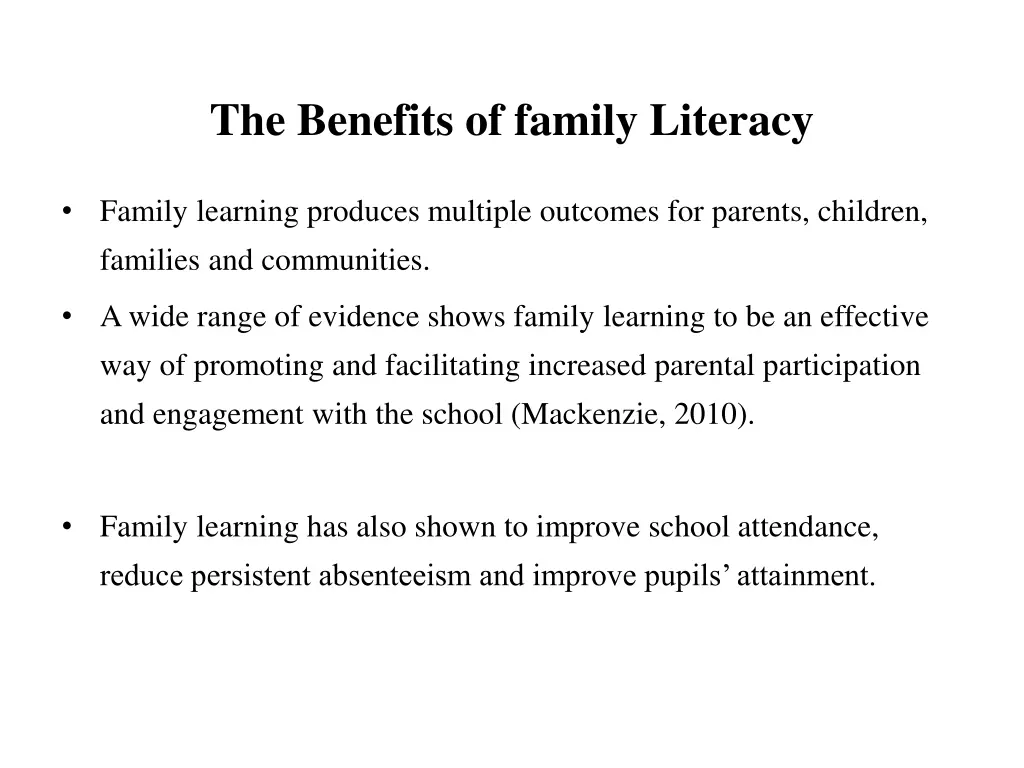 the benefits of family literacy