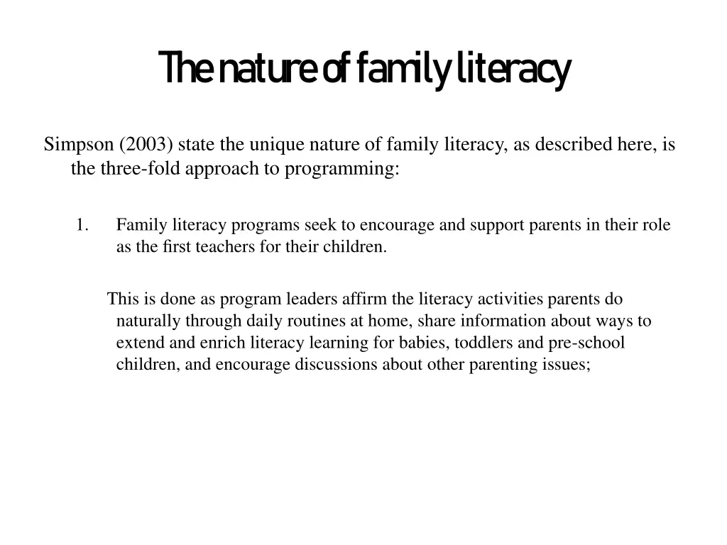 the nature of fam ily literacy