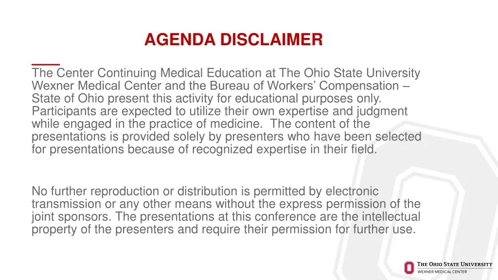 agenda disclaimer