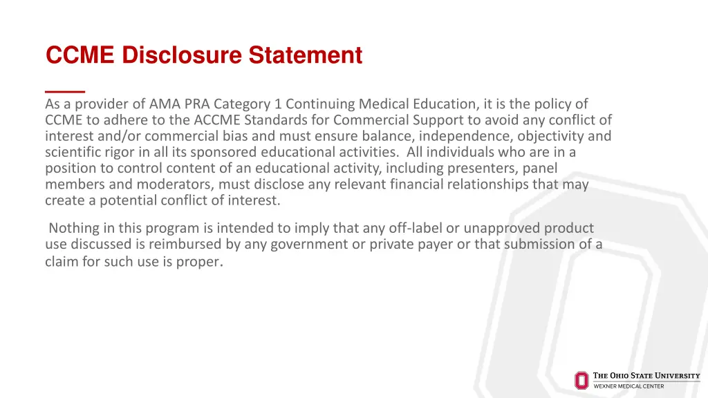 ccme disclosure statement