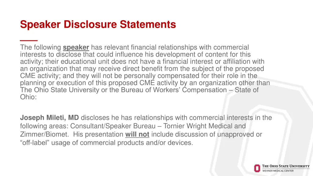 speaker disclosure statements 1