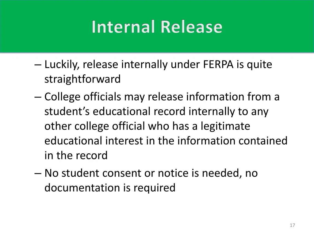 internal release 2