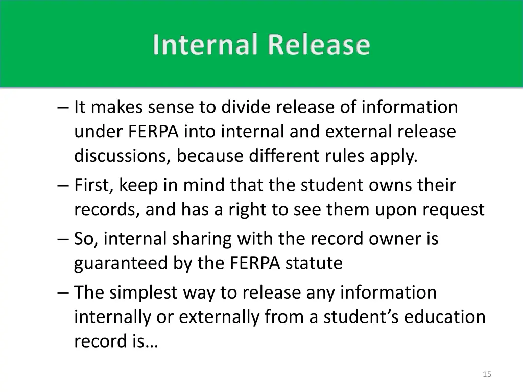 internal release