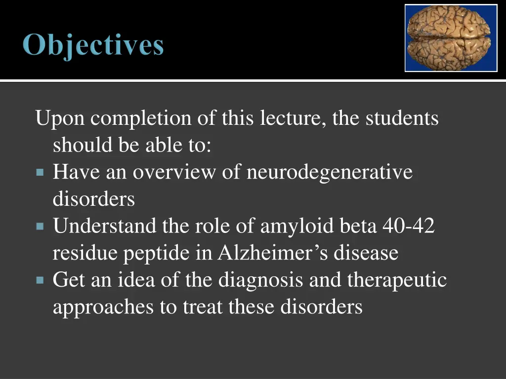 upon completion of this lecture the students