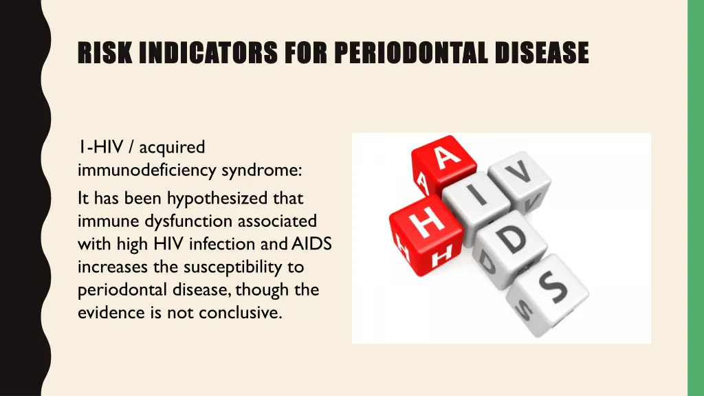 risk indicators for periodontal disease risk 1