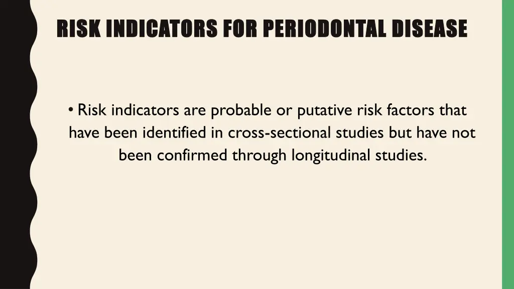 risk indicators for periodontal disease risk