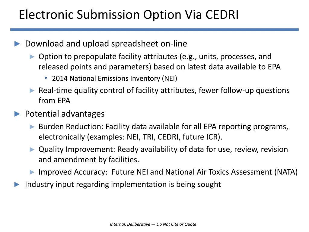 electronic submission option via cedri