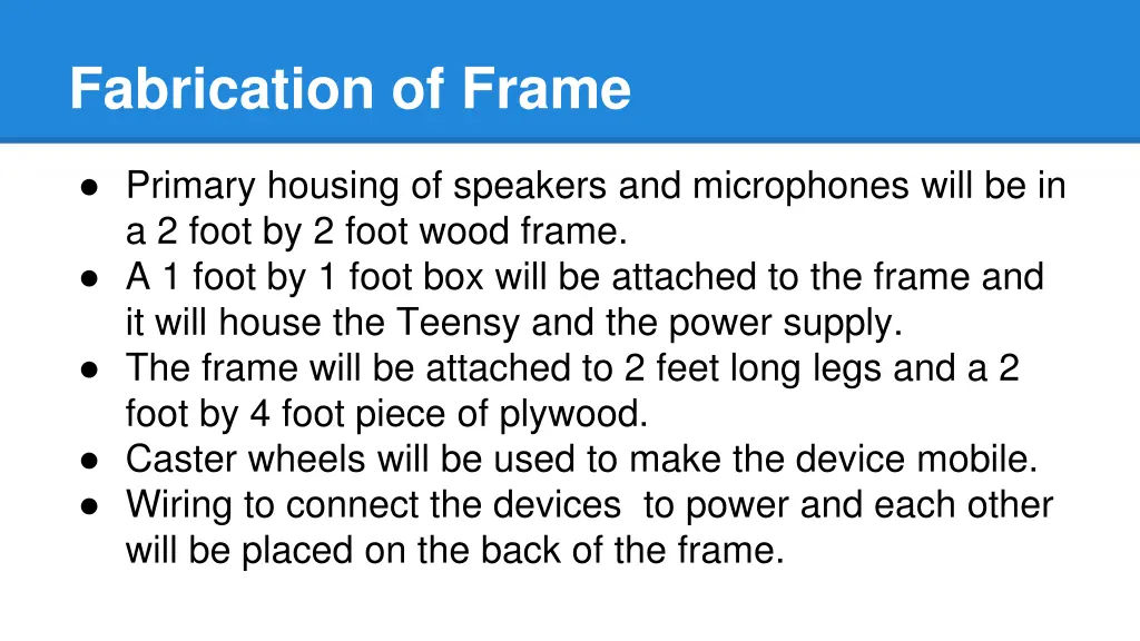 fabrication of frame
